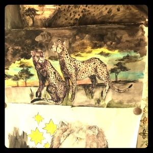 Water color illustration. Cheetahs run this game
